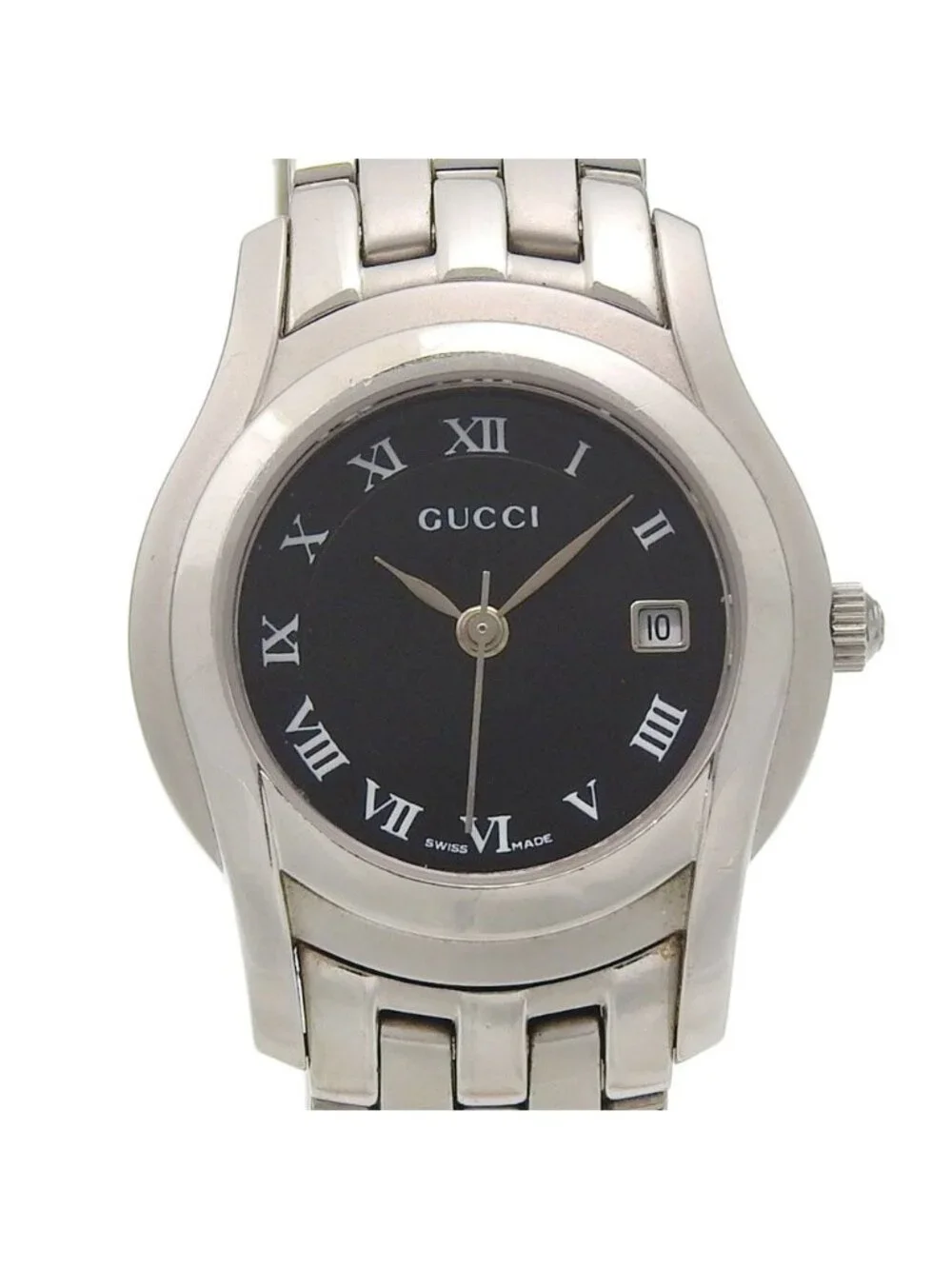 Gucci Stainless Steel Quartz Analog Display Black Dial Watch